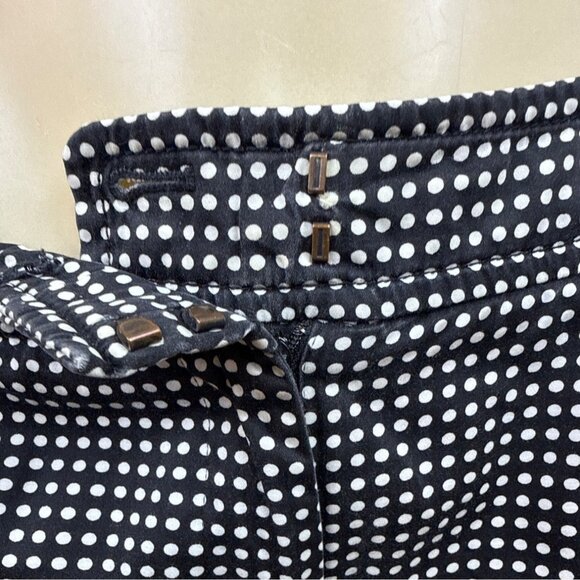 Talbots Women's Black Straight Ankle Pants With White Polka Dots Sz 8 - Picture 4 of 8